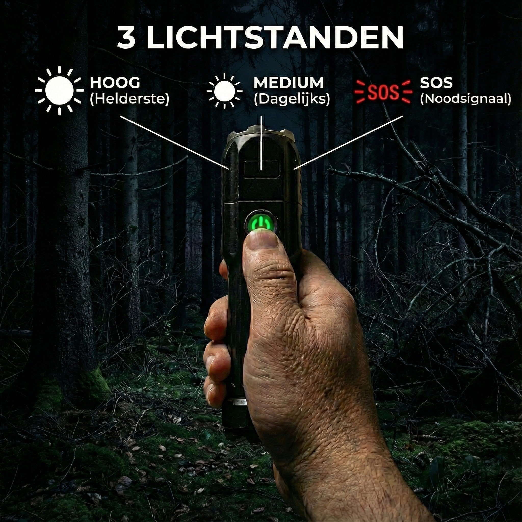 Veiligbereid® Oplaadbare LED zaklamp – 100.000 lumen