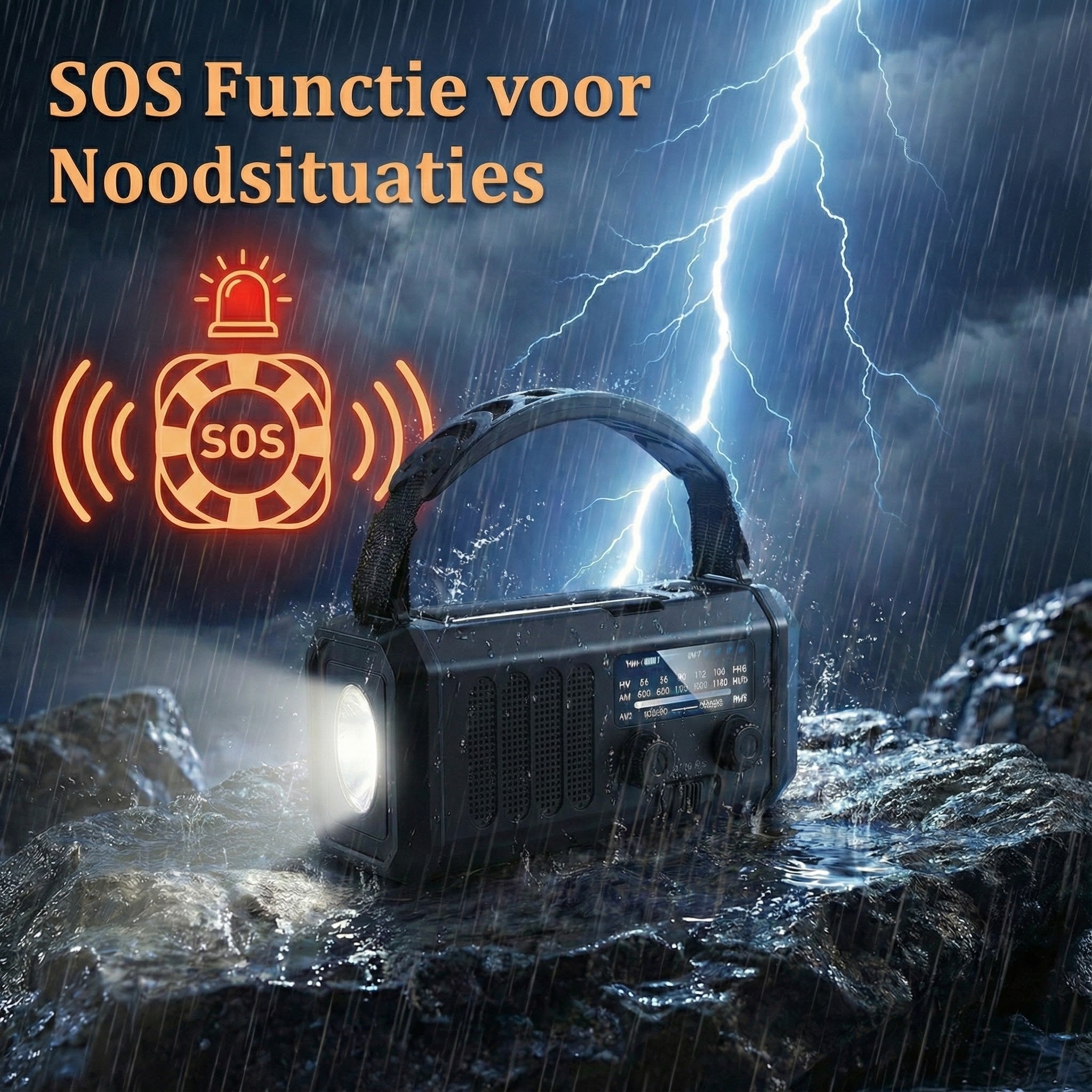 Noodradio display en bedieningsknoppen | Veiligbereid®