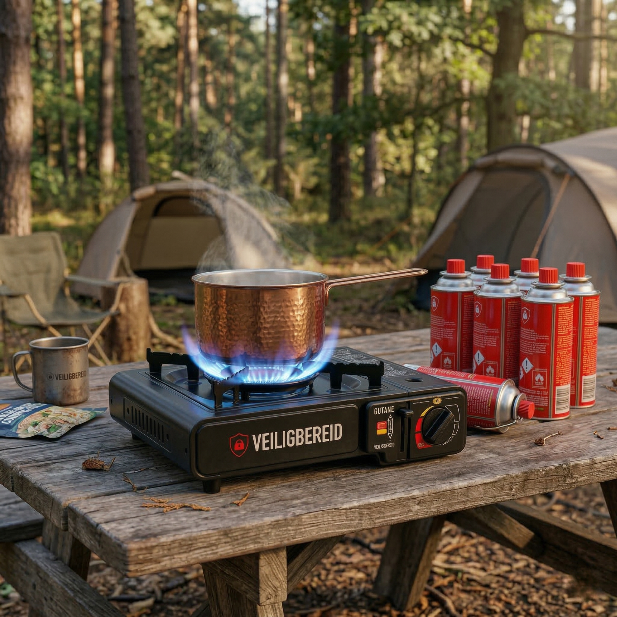 Veiligbereid® Draagbaar Noodgasfornuis – Met Koffer & Automatische Ontsteking (incl gas)