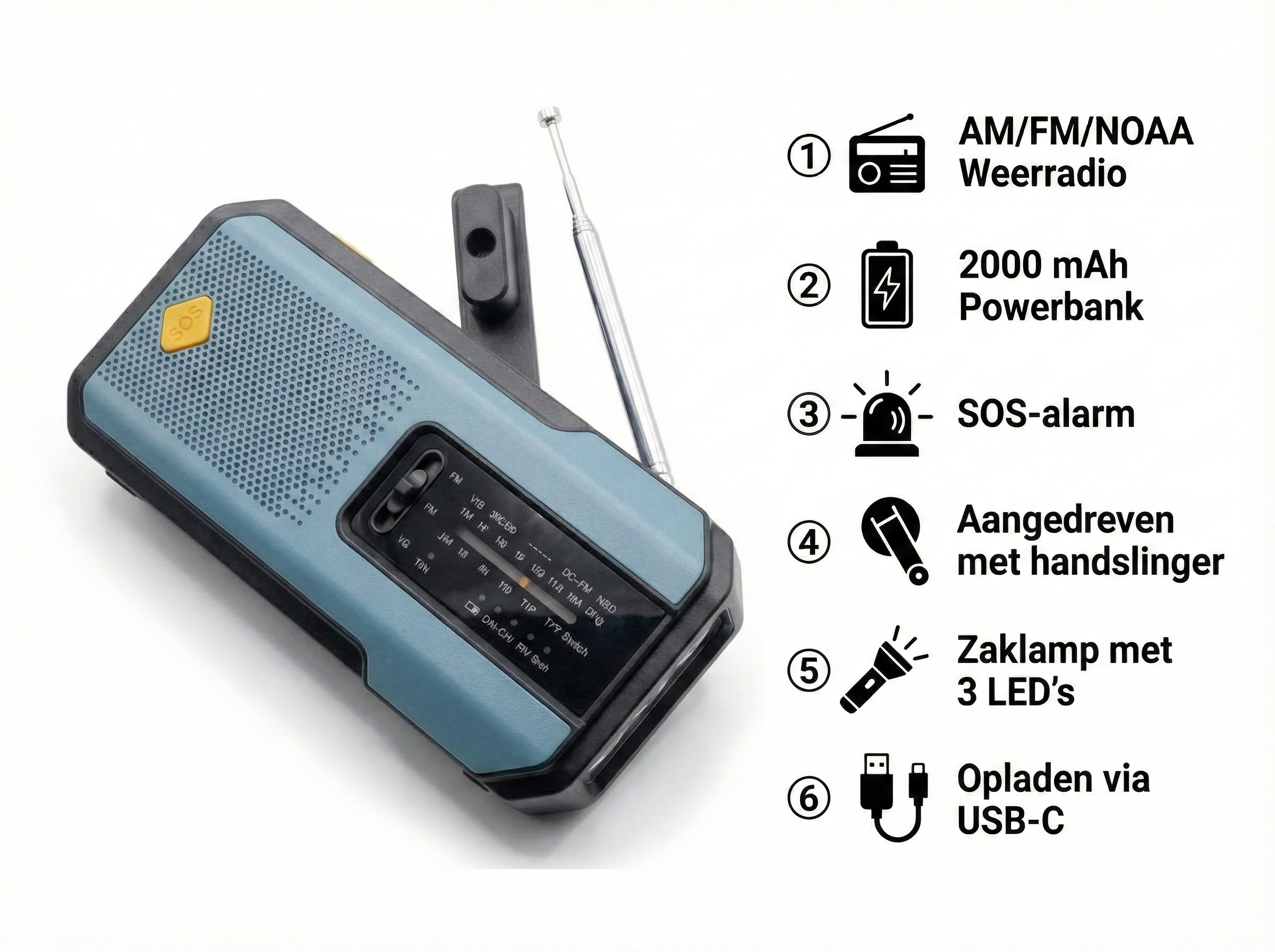 Veiligbereid® Noodradio op zonne‑energie