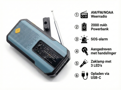 Veiligbereid® Noodradio op zonne‑energie