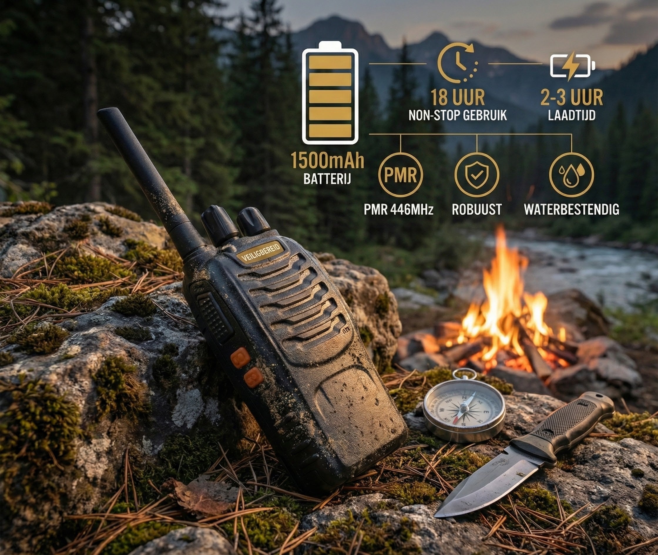 Veiligbereid® Walkie Talkie set voor noodsituaties & outdoor