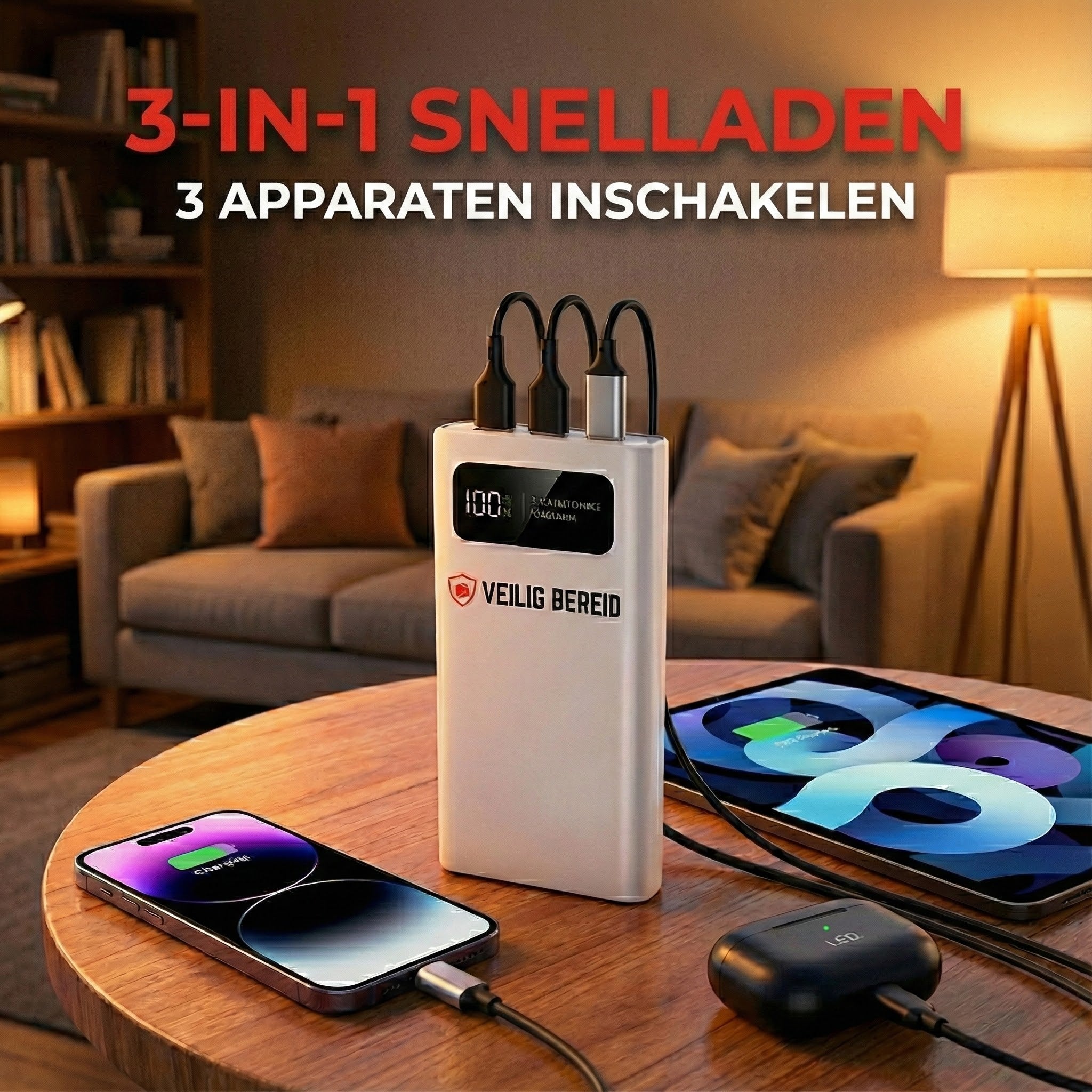 Veiligbereid® Powerbank 20.000mAh – Supersnelle 22.5W Oplader